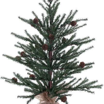 Vickerman 1.5 Foot Tall Caramel Pine Artificial Christmas Tree Unlit, Seasonal Indoor Home Decor with Decorative Burlap Base - Featuring Decorative Pine Cones