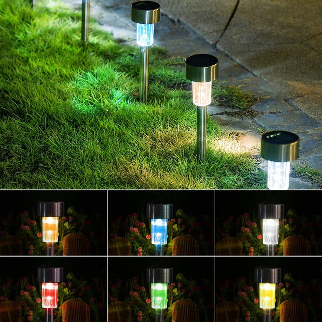 SOLPEX Solar Garden Lights Outdoor, 6 Color 12 Pack Stainless Steel Led Pathway Lights,Halloween/Christmas Solar Decorative Lights，Christmas Decor for Patio, Lawn, Yard,Landscape and Walkway