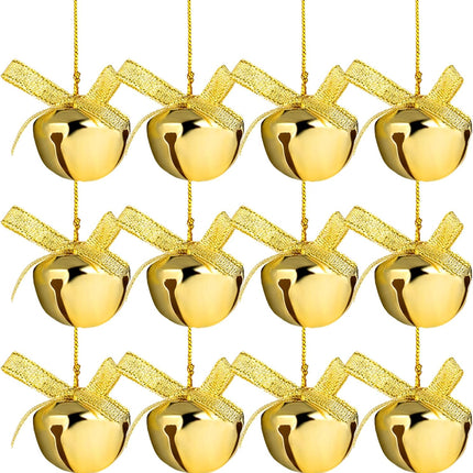 cotte 2 Boxes Christmas Bells Gold Sleigh Bells Xmas Small Brass Bells for Crafts Bell Ornaments Metal Bells for Christmas Tree Wreath Ornaments Door Knob Wedding Festival Decoration (1.18 Inch)
