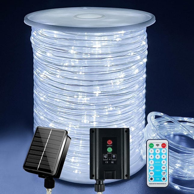 196ft 600 LED Solar Rope Lights Outdoor Waterproof 60M Solar Powered String Lights Super Long Fairy Light with Timer Solar Tube Lights Garden Christmas Lights for Deck Patio Pool Weeding Yard Decor