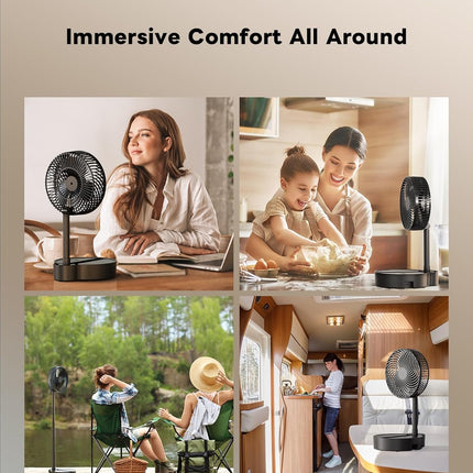 Koonie 10000Mah Portable Fan, 8 Inch Foldable Stand/Desk Fan Up To 20 Hours Night Light Battery Powered Fan Cordless Height