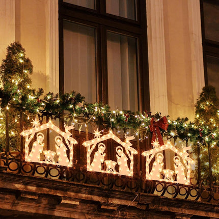 Lighted Nativity Christmas Window Decoration - Silhouette Lights for Home, Party, Patio, Lawn, Garden