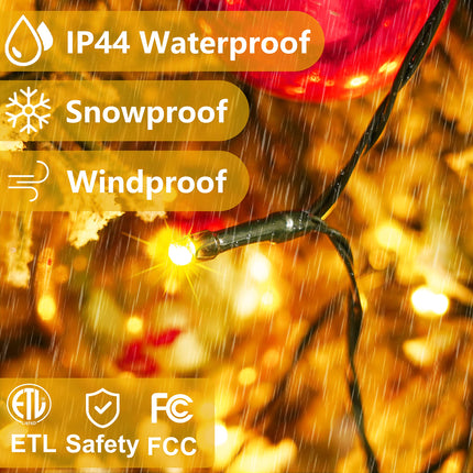 Christmas Tree Lights - Christmas Lights Indoor 399 LED 6.5FT x 16 Drops Christmas Outdoor Lights with 8 Models & Memory Function & Timer & Remote Control Warmwhite
