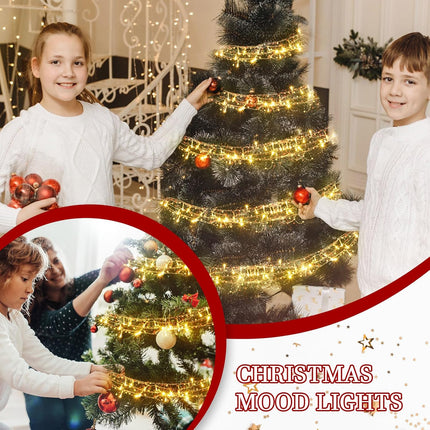 10 Feet 30 LED Christmas Light Metal Berry Beaded Garland Indoor Christmas String Lights for Fireplace Mantel Indoor Christmas Light Decorations (Red, White)