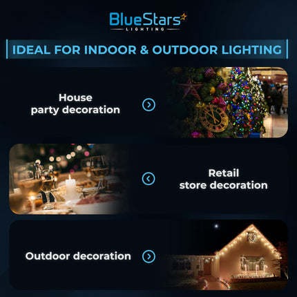 BlueStars 25 Packs Clear E17 LED Bulbs C9 Candle Shape, 1W (15W Equivalent), 2700K Warm White, Shatterproof, Perfect for Home Outdoor & Indoor Decoration, String Lights, Patio Lights
