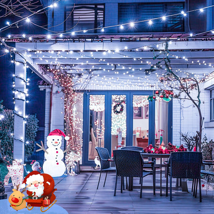 Connectable White Christmas Lights Outdoor, 66ft 200 LED Led Christmas Lights Indoor Plug in, 8 Modes Twinkle String Lights for Tree Outside