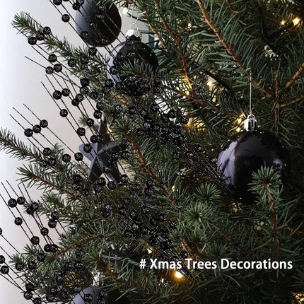 12 PCS Artificial Glitter Berry, Black Christmas Glitter Picks Artificial Berries Stems Ornaments Fake Xmas Stem Decorative Sticks for Vases Tall DIY Wreath Home Decor Halloween Decoration (15.8’’)