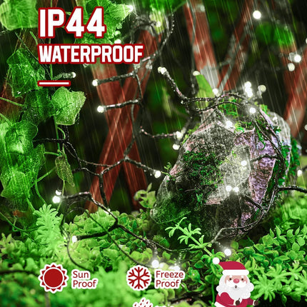 Brightown Christmas Cluster Lights Battery Operated Outdoor, 10Ft 120 LED Christmas Tree Lights Firecracker String Lights Waterproof Twinkle Lights for Indoor Wreath Xmas Tree Decorations, Cool White