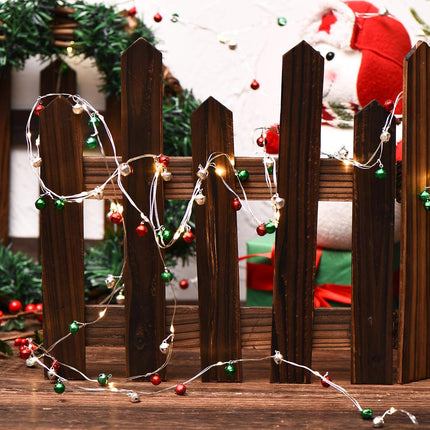Mudder Christmas Fairy Light Snow Globe Christmas Lights 20 Ft 60 LED String Light Battery Operated Decoration Lights for Christmas Party Bedroom Indoor Outdoor Decoration Red Green Warm