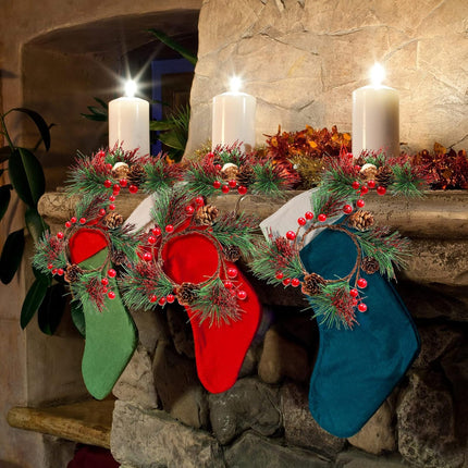 8 Pieces Christmas Candle Holders Glass Tealight Candle Rings, 4 Pieces Christmas Votive Candle Holders Berry Ring with Pinecones and 4 Pieces Votive Candle Holders for Wedding Christmas Decor