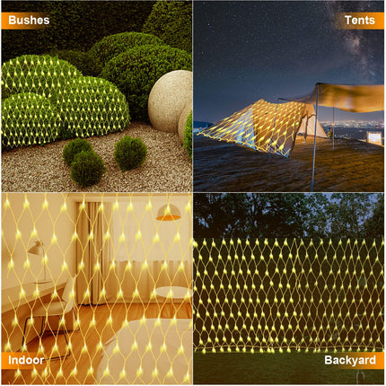 Outdoor Christmas Lights, 360 LED Sturdy Net Mesh Lights, 12x5Ft Large String Lights with 8 Modes, Christmas Decoration Lights for Year, Bushes, Gardens, Lawns, Patio Decor - Warmwhite