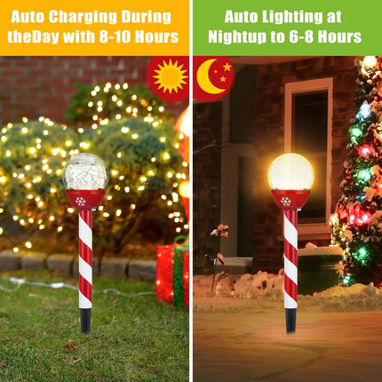 6 Pcs Christmas Solar Pathway Lights Outdoor Stainless Steel Solar Landscape Lights for Yard Patio Garden Outside Christmas Yard Stakes LED Lights Solar Christmas Decorations Outdoor