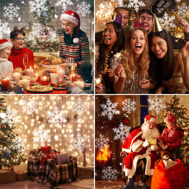 Christmas Projector Lights Outdoor,Avokadol Led Snowflake Light Projector,Holiday Decorations IP65 Weatherproof Snow Projector 360° Adjustable for Spotlights/ Year/Family Party Outdoor Indoor.