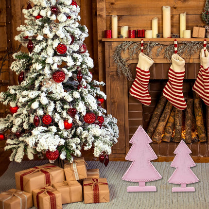 Pink Table Top Christmas Tree, Wooden Christmas Tree for Mantel Tabletop Centerpiece Home, Farmhouse Christmas Decor, Small Christmas Trees for Table Xmas Holiday Decorations