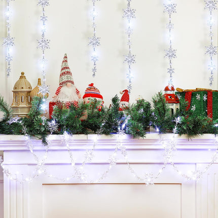 VIHOSE 2 Pcs 20ft Snowflake Lighted Garland Christmas Decorations Hanging Snowflake Decorations Crystal Garland Acrylic Xmas Snowflake Garland with Lights for Winter Holiday Decor (Cold Light)
