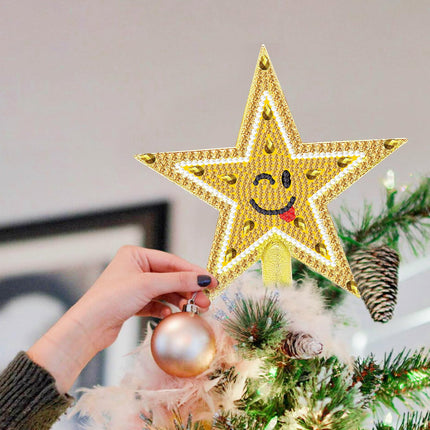 Mini Christmas Tree Topper Diamond Art Painting，Diamond Art Star Topper for Christmas Tree，Christmas Decorative Holiday Bethlehem Star Ornament