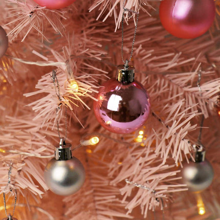 Tabletop Christmas Tree with Lights, Small Pink Christmas Tree Artificial Christmas Pine Tree for Home Kitchen Dining Table Decoration