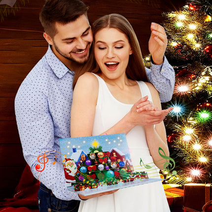 BHR Pop Up Christmas Cards with Music and Lights, Musical 3D Christmas s Greeting Cards, Handmade Christmas Tree (Envelope Included)