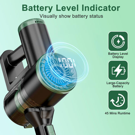 Cordless Stick Vacuum Cleaner, Powerful Rechargeable Wireless Vacuum Cleaner For Home 6 In 1 With Led Display, Selfstanding And 180° Bendable Wand, For Carpet And Hard Floor Pet Hair