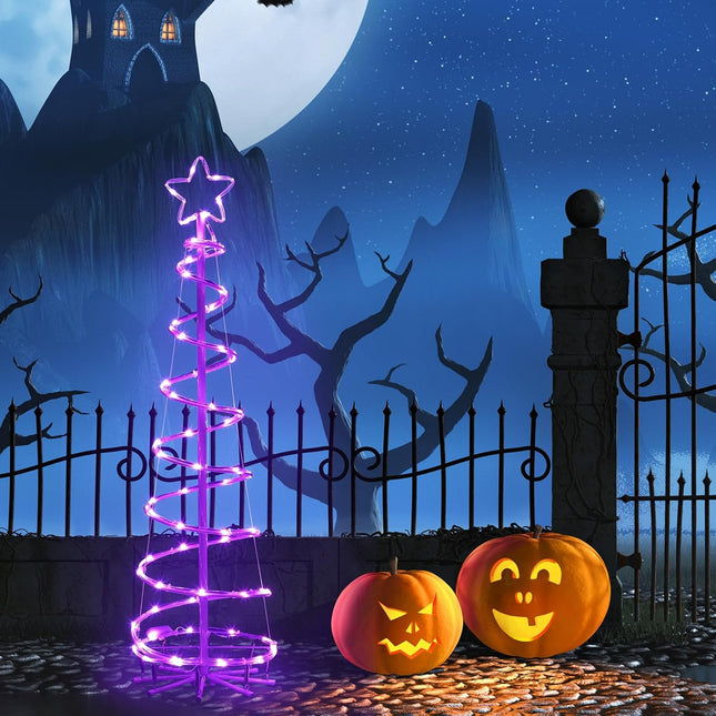 OUSHENG 16 Color Spiral Christmas Tree Outdoor Christmas Decorations, LED Lighted Artificial Tree Decor for Yard Porch Indoor Outside with Remote, Timer, 4ft