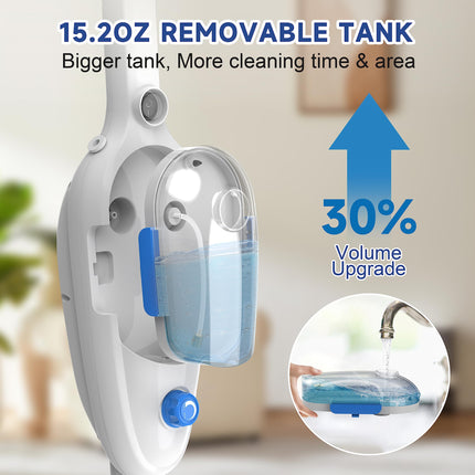 Steam Mop For Floor Cleaning, Multi Purpose Handheld Steamer Cleaner Detachable 10In1 For Vinyl, Laminate, Carpet, Tile Hard Floor Grout W 2 Pad, 23Ft Cord, 15Oz Tank, Adjustable Steam & Height