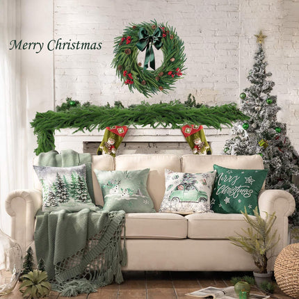 6FT Artificial Christmas Norfolk Pine Garlands,Real Touch Winter Pine Garland,Green Artificial Greenery Garland for Table, Stairs,Mantle, Wall, Indoor, Outdoor Christmas Decorations,Natural Droopy