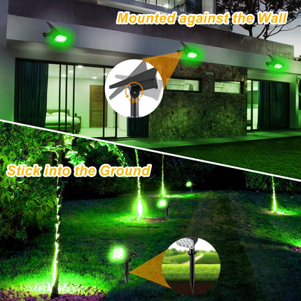 T-SUNUS Green Solar Lights Outdoor Waterproof IP65 Landscape Spotlights 2 Modes Dusk to Dawn for Christmas Halloween Tree Statue Graveyard Garden Flag 4 Pack