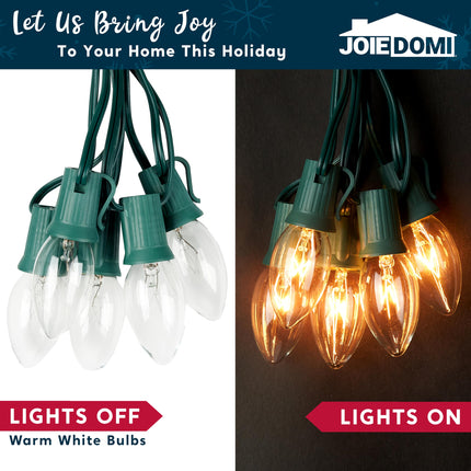 Joiedomi C9 Christmas Pathway Lights, 30.75ft 24 Bulbs Outdoor Christmas Decorations Lights Warm White for Holiday Xmas Waterproof Outside Yard Garden, Party, Walkway Decor