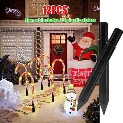 12PCS Replacement Stakes for Christmas Candy Cane Lights – Plastic Pathway Marker Spikes, 0.7 x 6.05 Inches, Suit for Securing Outdoor Candy Cane Pathway Lights and Maintaining Your Holiday Displays
