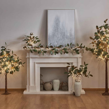 LITBLOOM Lighted Magnolia Tree 4FT 165 LED Fairy Lights, Artificial Greenery Tree with Lights for Indoor Outdoor Room Wedding Spring Decoration