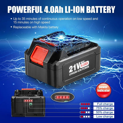 Leaf Blower Cordless, Leaf Blower with 20V 4.0Ah Battery and Charger, Electric Leaf Blower/Vacuum, 2-in-1 Blowers for Lawn Care Jobsite Light Yard Work Sweeping