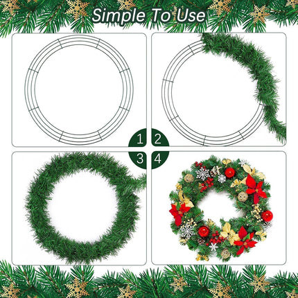 Aodaer 24 Pack 14 Inch Wire Wreath Frame Christmas Dark Green Wire Wreath Ring Round Metal DIY Floral Crafts Wire Wreath for Halloween Year Holiday Valentines Day Decorations