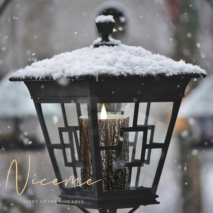 NICEME LED Pine Bark Flameless Candles Set of 3 Real Wax Battery Operated Candles Flickering Teardrop Wick Electric Decorative Pillar Bark Candles with Remote Timer, D3 x H4 5" 6"