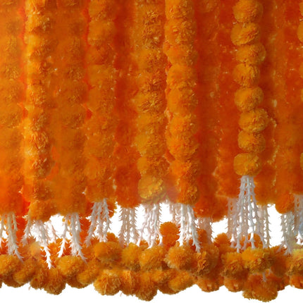 The Art Box Mango Yellow Marigold Garland Pack of 5 Pcs - 5 Feet Each Diwali Decorations Indian Wedding Decoration Artificial Flowers Fake Flower Garland Christmas Flower Garland Strand Backdrop Decor