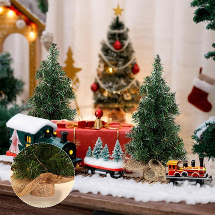 6 Pack Mini Tabletop Christmas Tree, Miniature Christmas Tree With Linen Base, Small Christmas Trees 7.87" / 11.81", Mini Artificial Christmas Tree, Best Decoration For Christmas