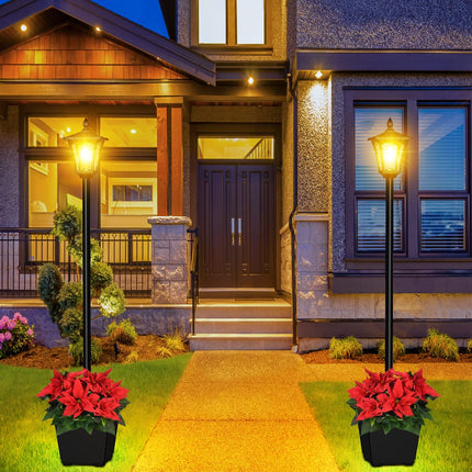Solar Lamp Post Light, 64" Solar Lights Outdoor Waterproof IP65, Glass Post Lamp Solar Lights with Planter, Anti-Rust Outdoor Lights for Garden Yard Patio Decoration, Warm White