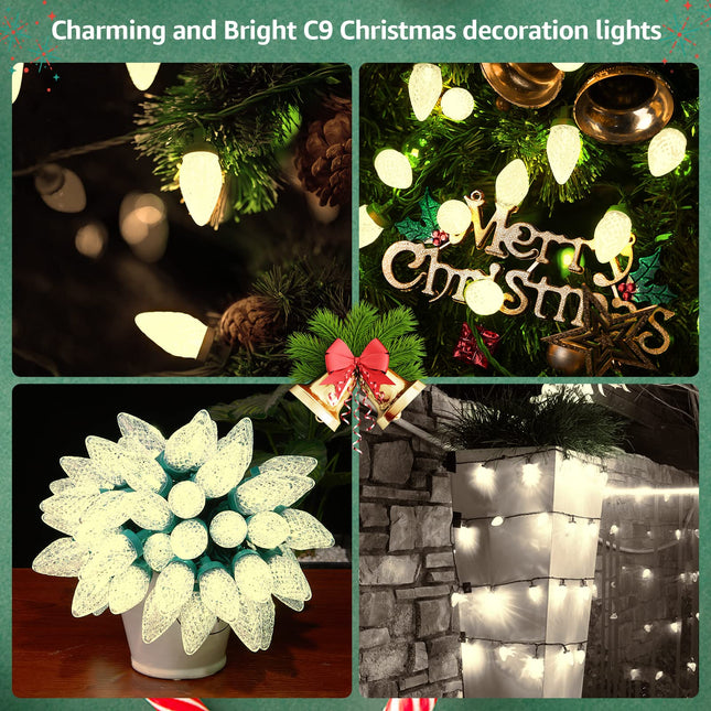 SHARKSTAR C9 LED String Lights, 31.5ft, WarmWhite, Outdoor Christmas Decorations, Connectable, Waterproof, UL