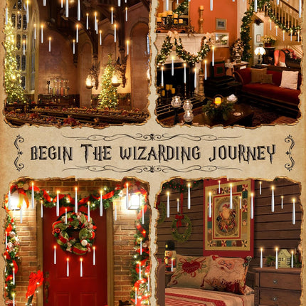 Floating Candles with 2 Wand - 24 Pack Christmas Decorations Magic Flameless Candles Flickering Warm Light LED Hanging Candle Remote, Operated Candles for Christmas Outdoor Indoor Party Decor