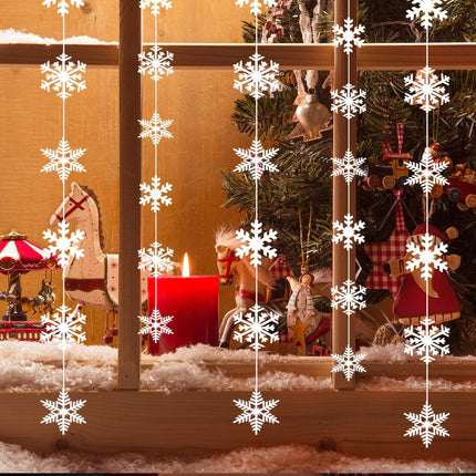 TUPARKA 12 Strings Snowflake Hanging Decorations Frozen Birthday Party Supplies Winter Wonderland Party Decorations White Christmas Snowflake Decorations Snowflake Garland Hanging Decorations
