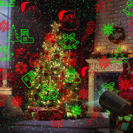 Christmas Projector Lights Outdoor, Waterproof with Remote,16 Patterns Christmas Lights Projector, Timer, Red and Green Xmas Landscape Spotlight Suitable for Garden Christmas Decor Indoor Home Party