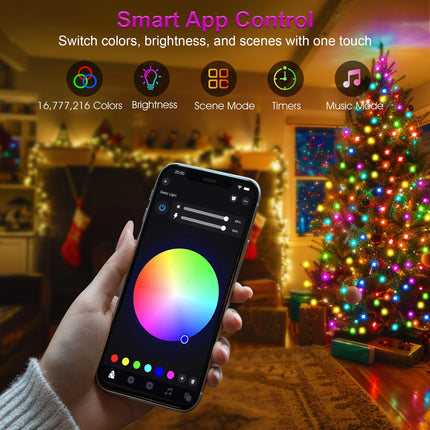 40+ Modes Smart App Color Changing Christmas Lights - Connectable 66 Ft Super Xtras 16 Million Multicolor 200 Dimmable LED Christmas Tree Lights with Remote Outdoor Waterproof for Halloween Xmas