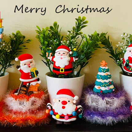10pcs Christmas Cake Topper Dessert Ornament Santa Claus Cake Topper Merry Christmas Home Party Baking Decorations