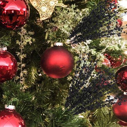 10 Pack Christmas Artificial Glitter Berry Stem, 17 Inches Black Glitter Christmas Decorations, for DIY Christmas Tree Xmas Wreath Vase Filler Home Party Decor