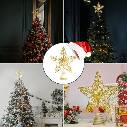 Christmas Star Tree Topper, 40 LED Star Tree Topper with Remote Control 8 Mode Lighting Christmas Tree Decorations LED Light for Indoor Home Decor, Gold