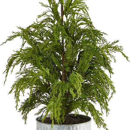 Nearly Natural 20in. Cedar Pine Natural Look Artificial Tree in Decorative Planter
