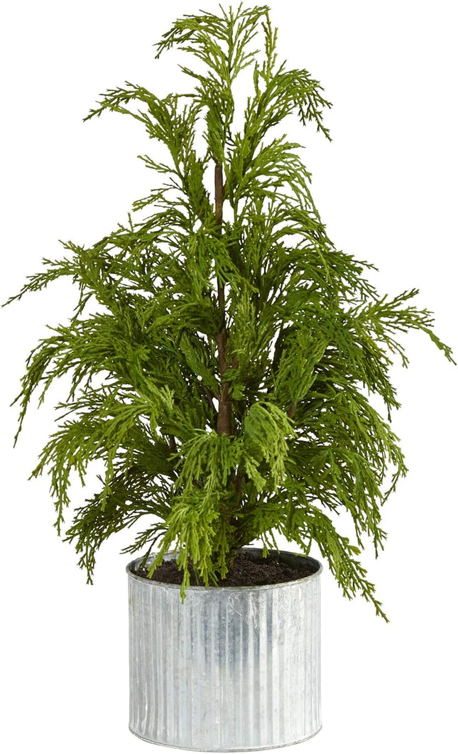 Nearly Natural 20in. Cedar Pine Natural Look Artificial Tree in Decorative Planter