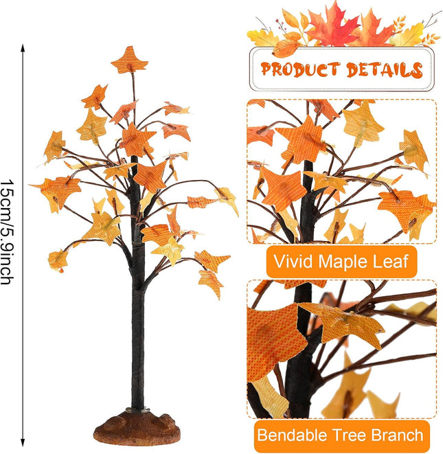 3 Pieces Fall Maple Tree Christmas Village Tree Thanksgiving Village Miniature Fake Faux Maple Tree for Aesthetic Decor Harvest Town Village Accessories (Bright Style)
