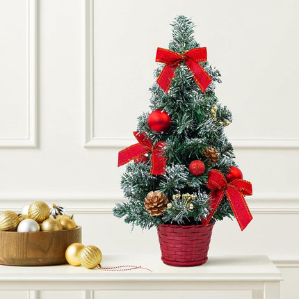 Tabletop Mini Christmas Tree, 15.74" Artificial Christmas Tree Miniature Pine Christmas Tree Perfect for Christmas Decorations, Home, Kitchen, Dining Table（Red）