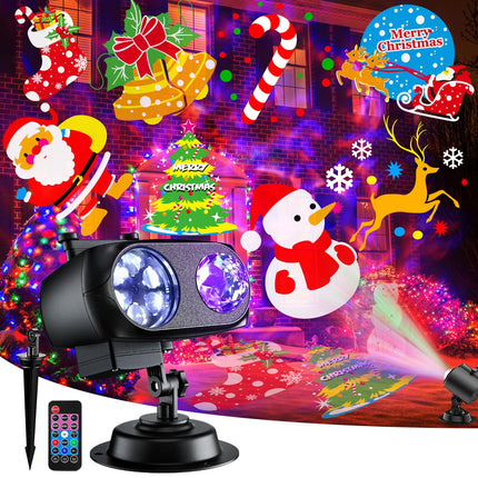 d Brighter Christmas Decorations Projector Lights Outdoor, Display 8 Patterns at A Time (3D Ocean Wave & Patterns), 8 Themes Holiday Projector Christmas House Decoration Light Show