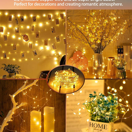 20 Pack Fairy Lights Battery Operated 3.3ft 20 LED Mini String Lights Twinkle Lights Copper Wire Firefly Starry Lights for Mason Jars Wedding Party Christmas Centerpiece Table Decorations, Warm White